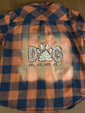 Dog Mom Upcycled Handmade Flannel - Magellan Outdoors Classic Fit - Size Men Med